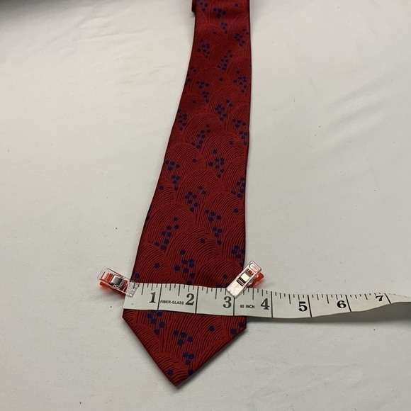 Leishman 100% Silk Neck Tie NWOT Colour Burgundy/Blue - Picture 5 of 5